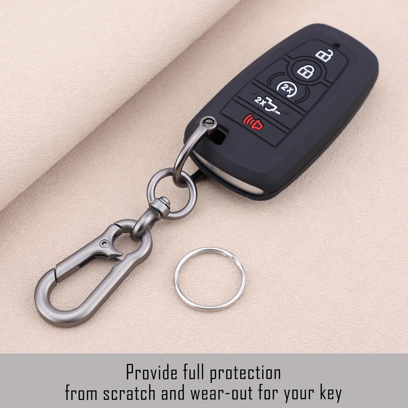 TANDRIVE Key Fob Cover for 2026 2025-2017 Ford F150 F250 F350 F450 F550 F650 F750, 5 Button, Silicone, 2-Pack, Black - Image 3